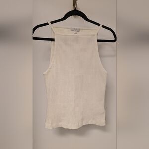 Agolde Ivory Ribbed Tank Top